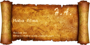 Haba Alma névjegykártya